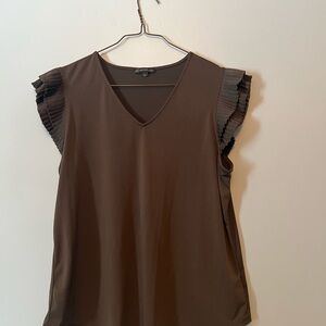 Adrianna Papell Chocolate Ruffle Sleeve Blouse